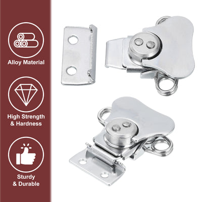 Harfington Uxcell 2Pcs Butterfly Twist Latch, 2.17" Alloy Spring Twist Latch, Silver