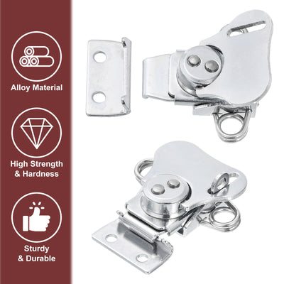 Harfington Uxcell 2 Pcs Butterfly Twist Latch, 2.17" Alloy Spring Twist Latch, Silver