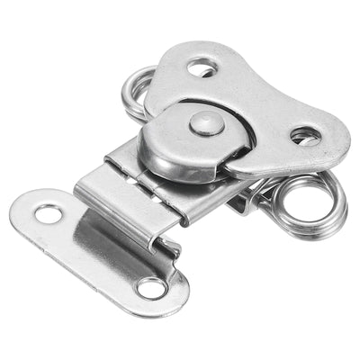 Harfington Uxcell Butterfly Twist Latch, 2.36" Stainless Steel Spring Twist Latch, Silver