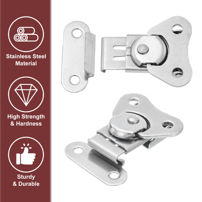 Harfington Uxcell 2Pcs Butterfly Twist Latch, 2" Stainless Steel Spring Twist Latch, Silver