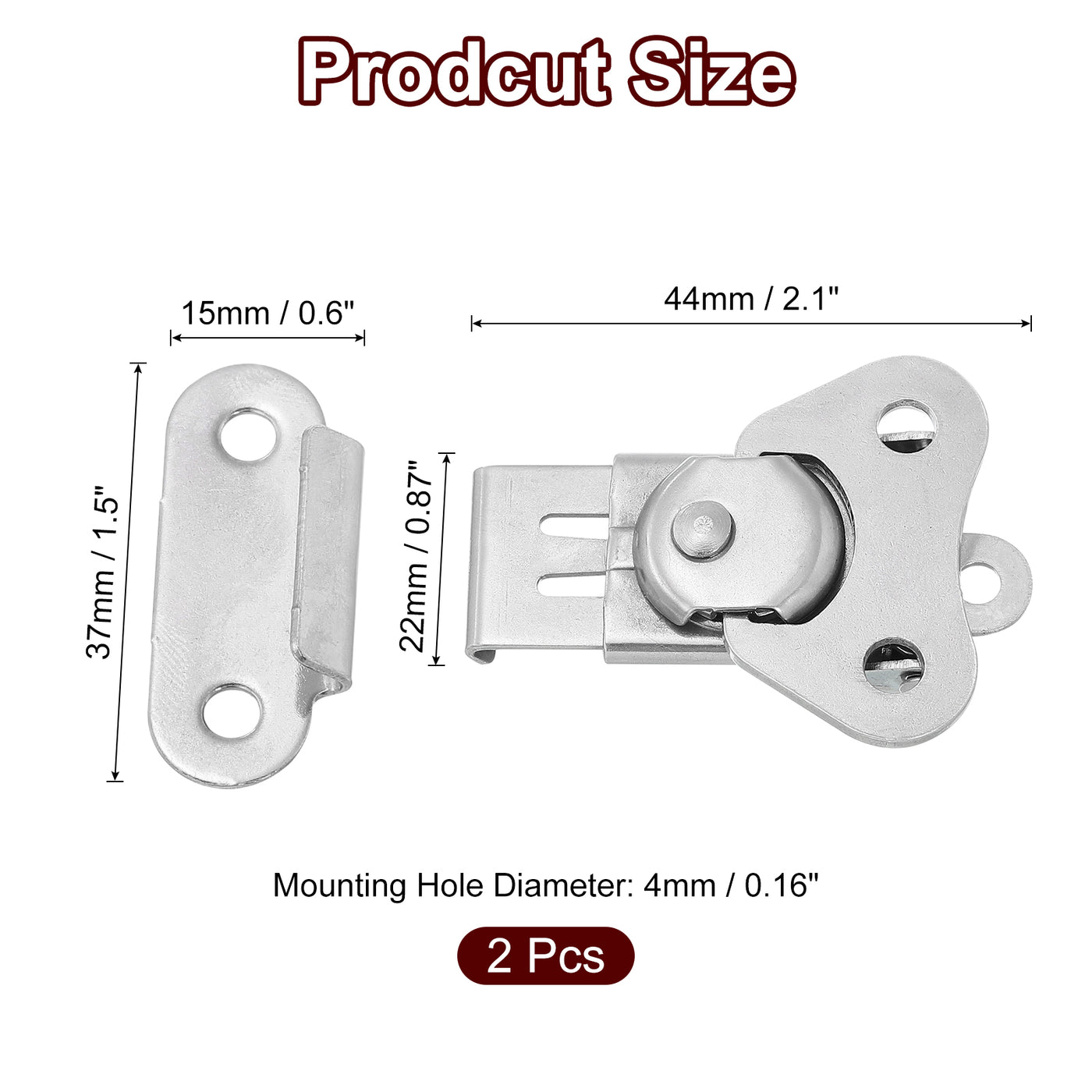 uxcell Uxcell 2 Pcs Butterfly Twist Latch, 2.1" Stainless Steel Keeper Toggle Clamp, Silver