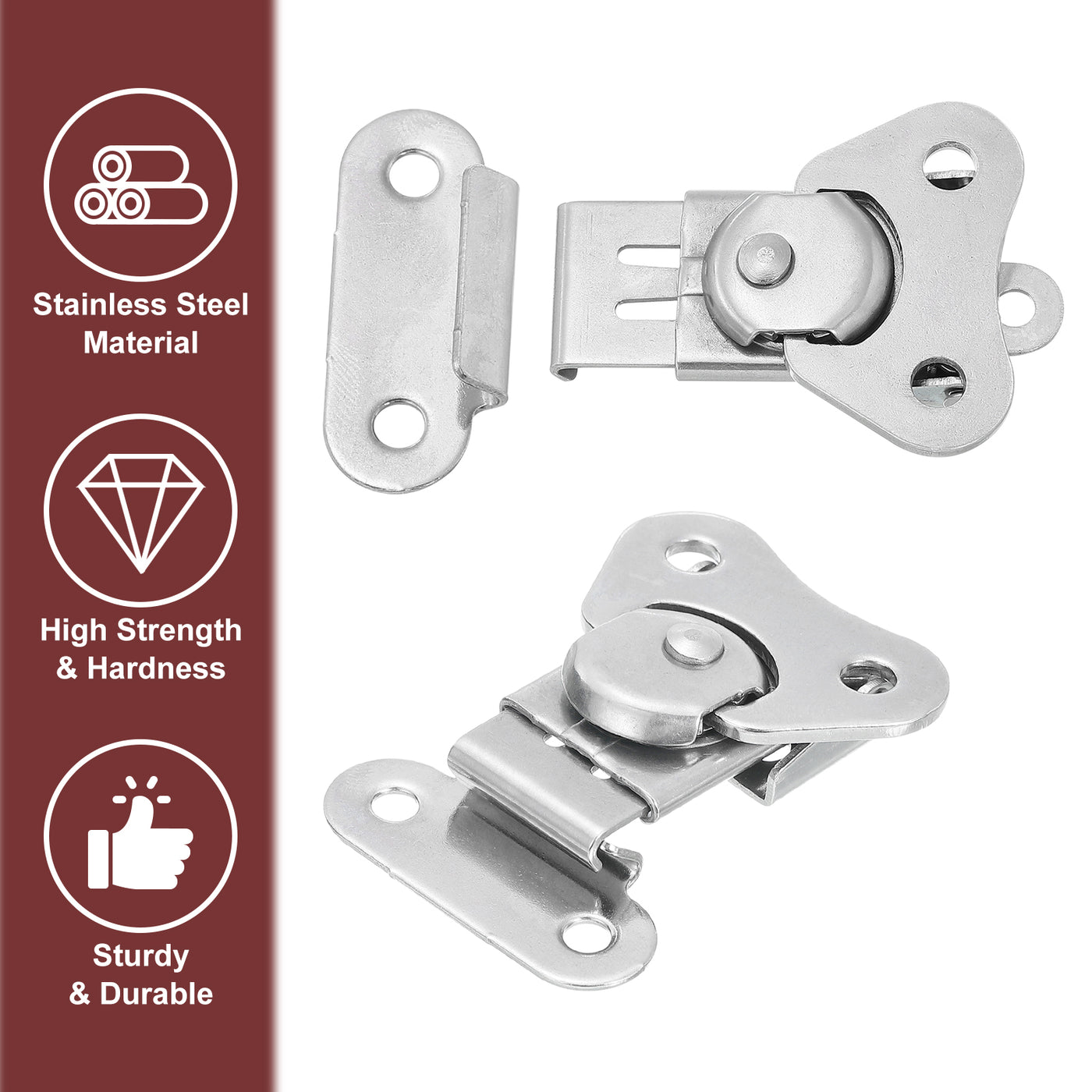 uxcell Uxcell 2 Pcs Butterfly Twist Latch, 2.1" Stainless Steel Keeper Toggle Clamp, Silver