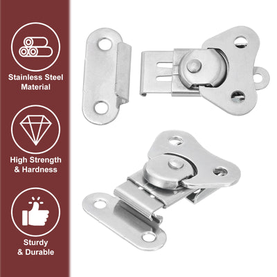 Harfington Uxcell 2 Pcs Butterfly Twist Latch, 2.1" Stainless Steel Keeper Toggle Clamp, Silver