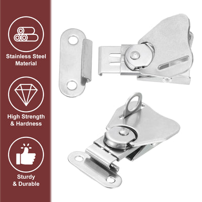 Harfington Uxcell 2Pcs Butterfly Twist Latch, 2.52" Stainless Steel Spring Twist Latch, Silver