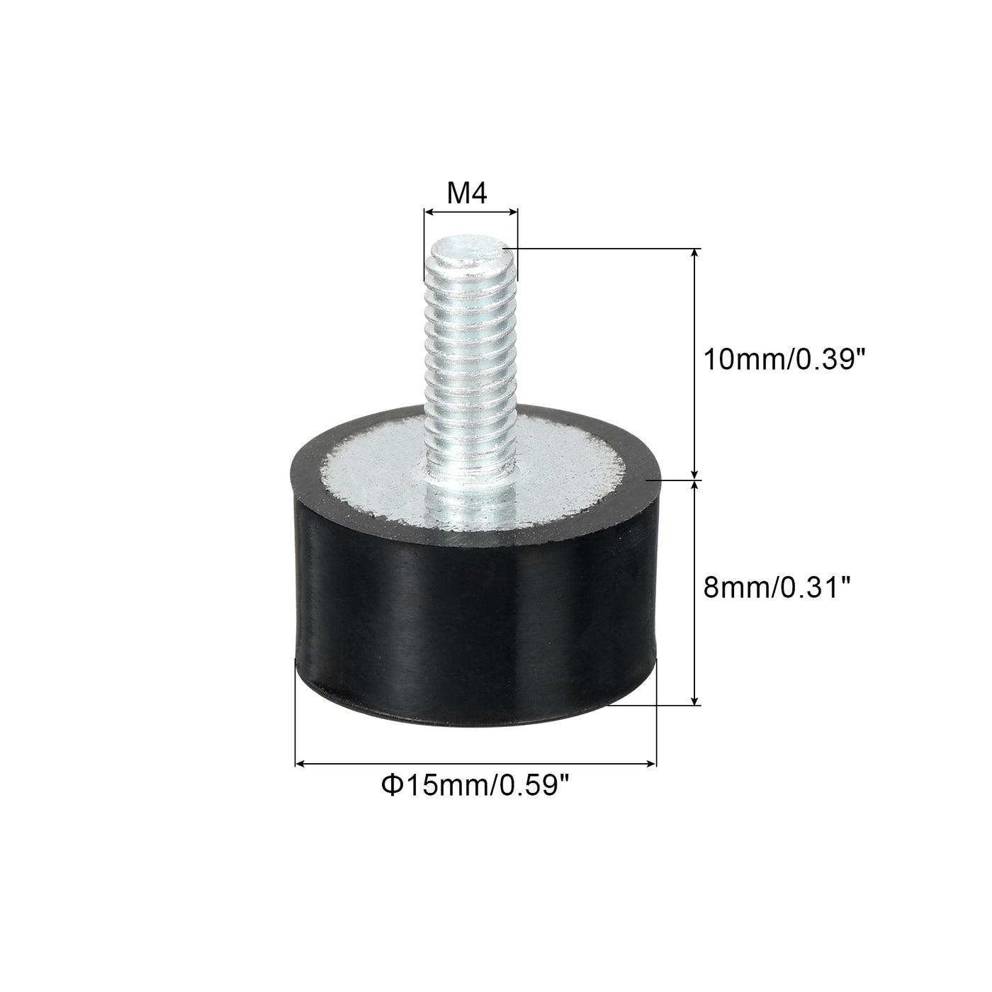 uxcell Uxcell M4 Thread Rubber Mounts, Vibration Isolators, Cylindrical W Studs 15 x 8mm