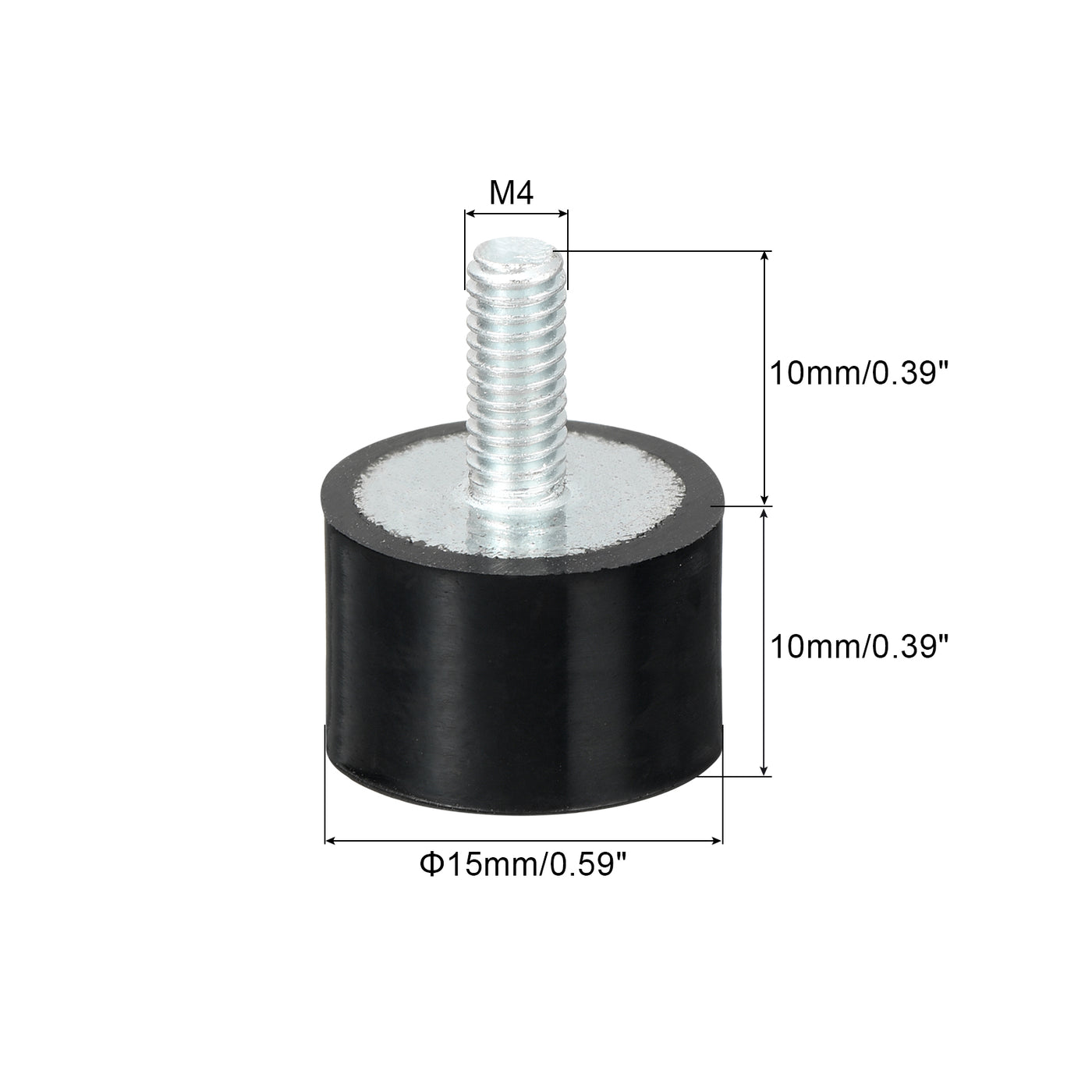 uxcell Uxcell M4 Thread Rubber Mounts, Vibration Isolators, Cylindrical W Studs 15 x 10mm