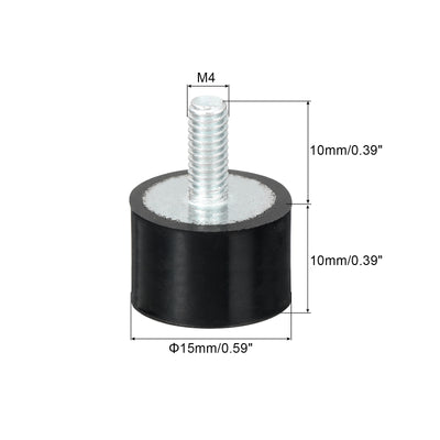 Harfington Uxcell M4 Thread Rubber Mounts, Vibration Isolators, Cylindrical W Studs 15 x 10mm