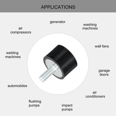 Harfington Uxcell M4 Thread Rubber Mounts, Vibration Isolators, Cylindrical W Studs 15 x 10mm