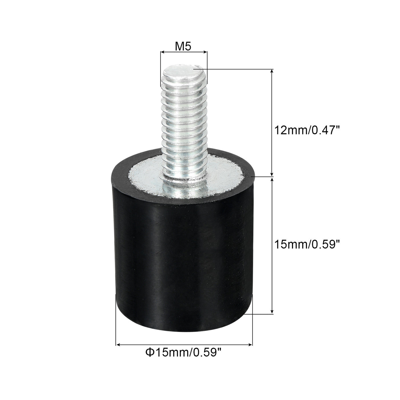 uxcell Uxcell M5 Gewindegummibuchsen, Schwingungsisolatoren, Zylindrischer Stoßdämpfer mit Stiften 15 x 15mm