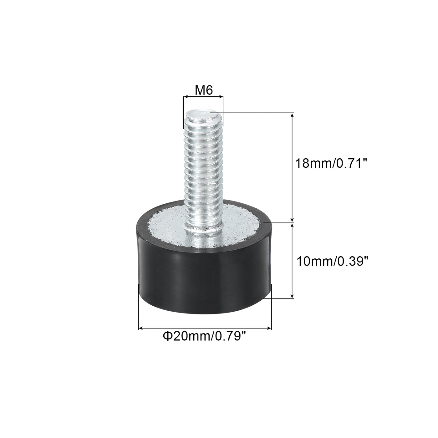 uxcell Uxcell M6 Thread Rubber Mounts, Vibration Isolators, Cylindrical W Studs 20 x 10mm