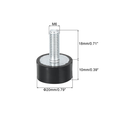 Harfington Uxcell M6 Thread Rubber Mounts, Vibration Isolators, Cylindrical W Studs 20 x 10mm