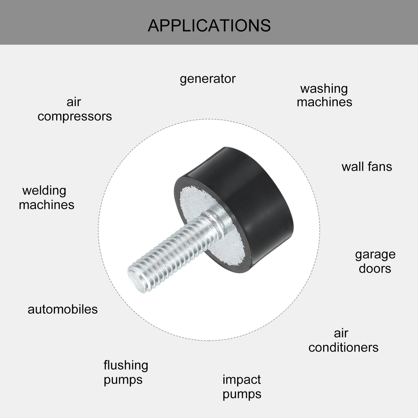 uxcell Uxcell M6 Thread Rubber Mounts, Vibration Isolators, Cylindrical W Studs 20 x 10mm