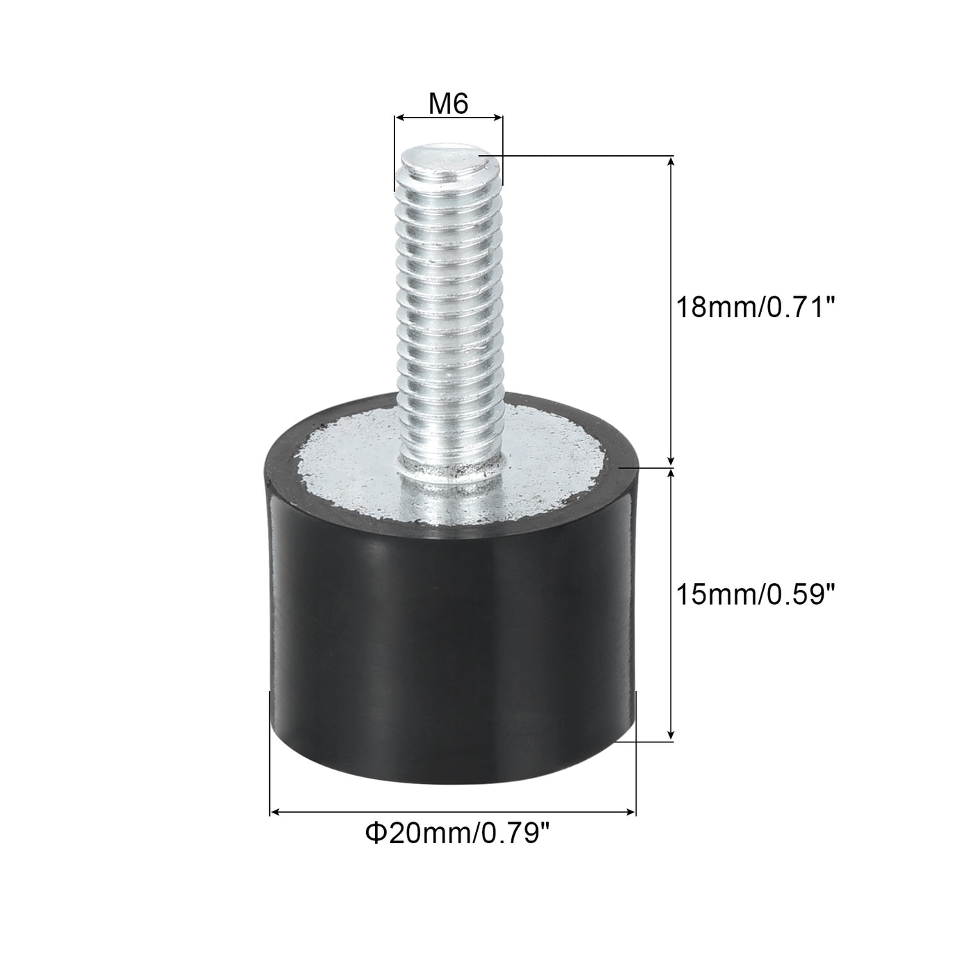 uxcell Uxcell M6 Thread Rubber Mounts, Vibration Isolators, Cylindrical W Studs 20 x 15mm