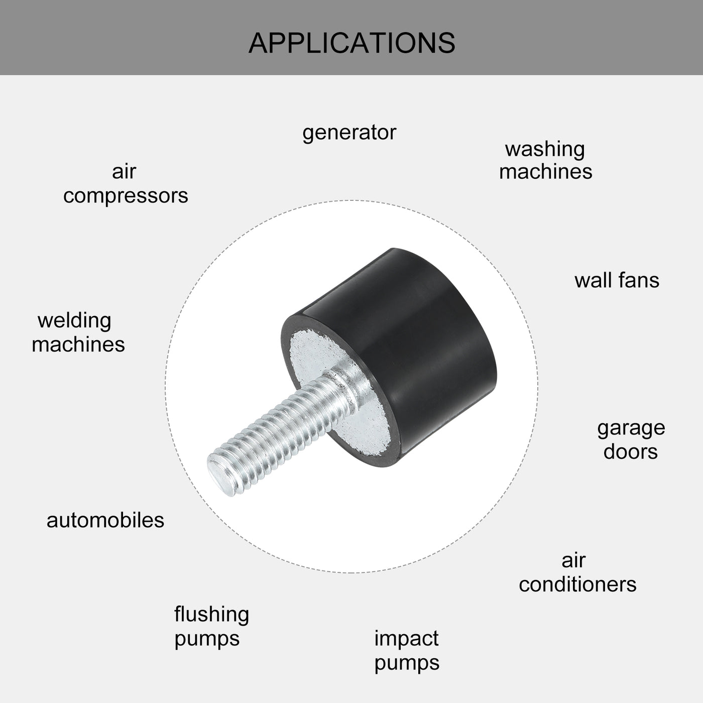 uxcell Uxcell M6 Thread Rubber Mounts, Vibration Isolators, Cylindrical W Studs 20 x 15mm