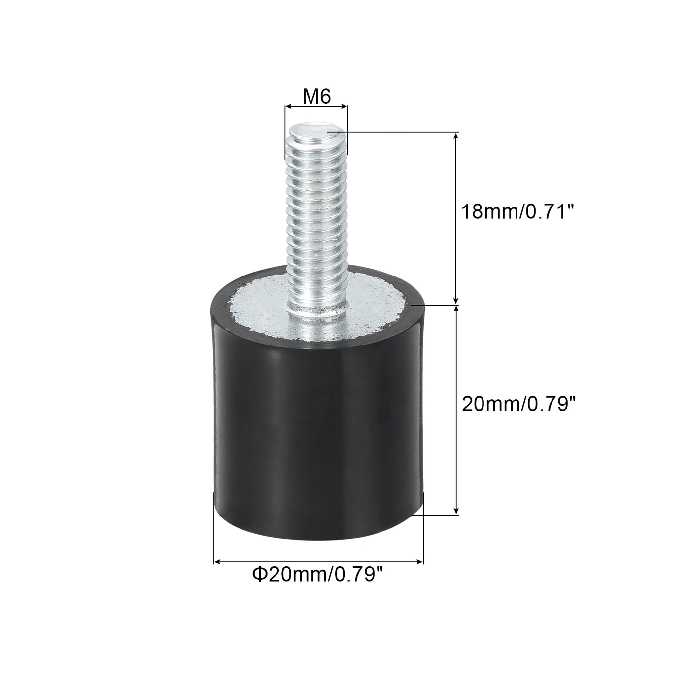 uxcell Uxcell M6 Gewindegummibuchsen, Schwingungsisolatoren, Zylindrischer Stoßdämpfer mit Stiften 20 x 20mm