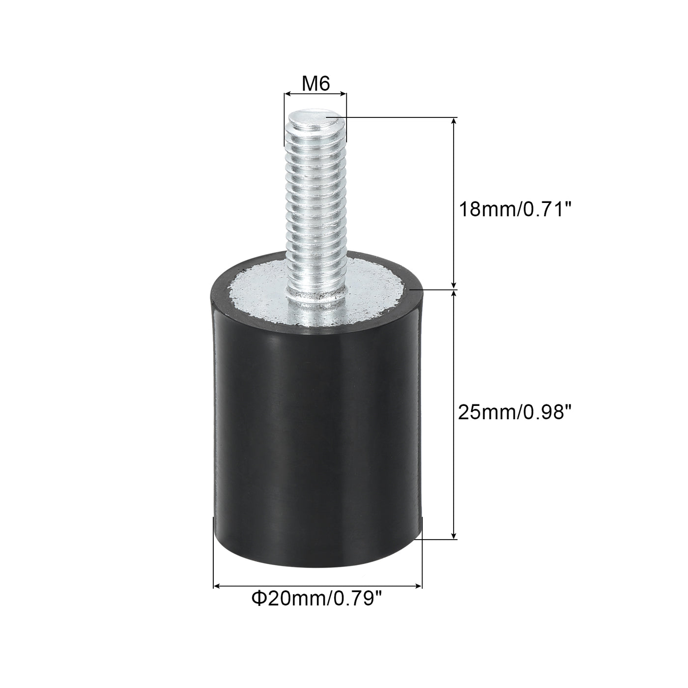 uxcell Uxcell M6 Gewindegummibuchsen, Schwingungsisolatoren, Zylindrischer Stoßdämpfer mit Stiften 20 x 25mm