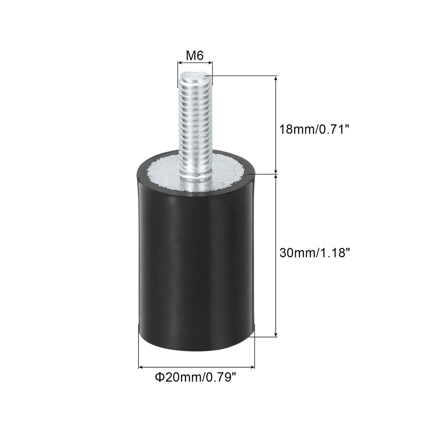 uxcell Uxcell M6 Thread Rubber Mounts, Vibration Isolators, Cylindrical W Studs 20 x 30mm