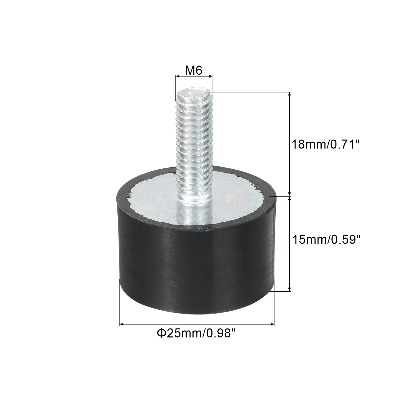 uxcell Uxcell M6 Thread Rubber Mounts, Vibration Isolators, Cylindrical W Studs 25 x 15mm