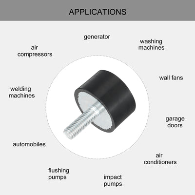 Harfington Uxcell M6 Thread Rubber Mounts, Vibration Isolators, Cylindrical W Studs 25 x 15mm