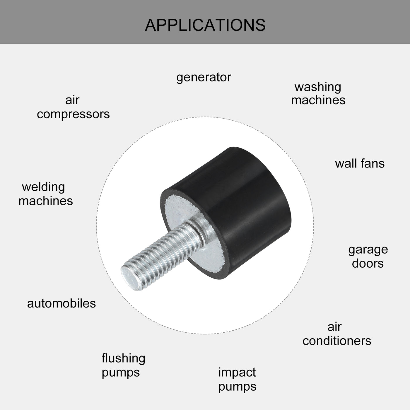 uxcell Uxcell M8 Thread Rubber Mounts, Vibration Isolators, Cylindrical W Studs 25 x 20mm