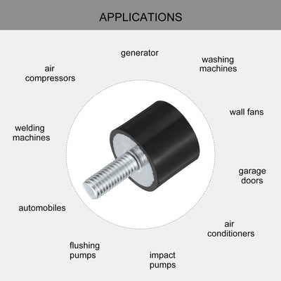 Harfington Uxcell M8 Thread Rubber Mounts, Vibration Isolators, Cylindrical W Studs 25 x 20mm