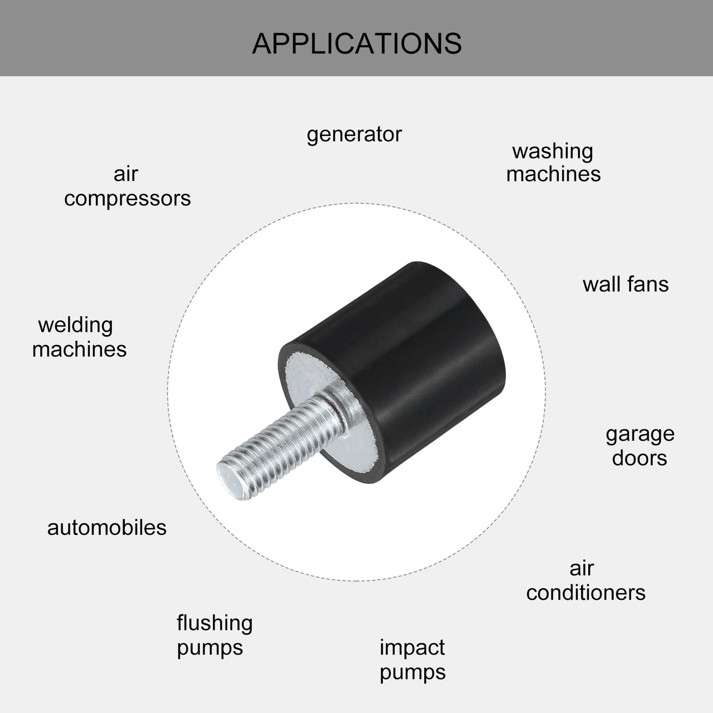 uxcell Uxcell M8 Thread Rubber Mounts, Vibration Isolators, Cylindrical W Studs 25 x 25mm