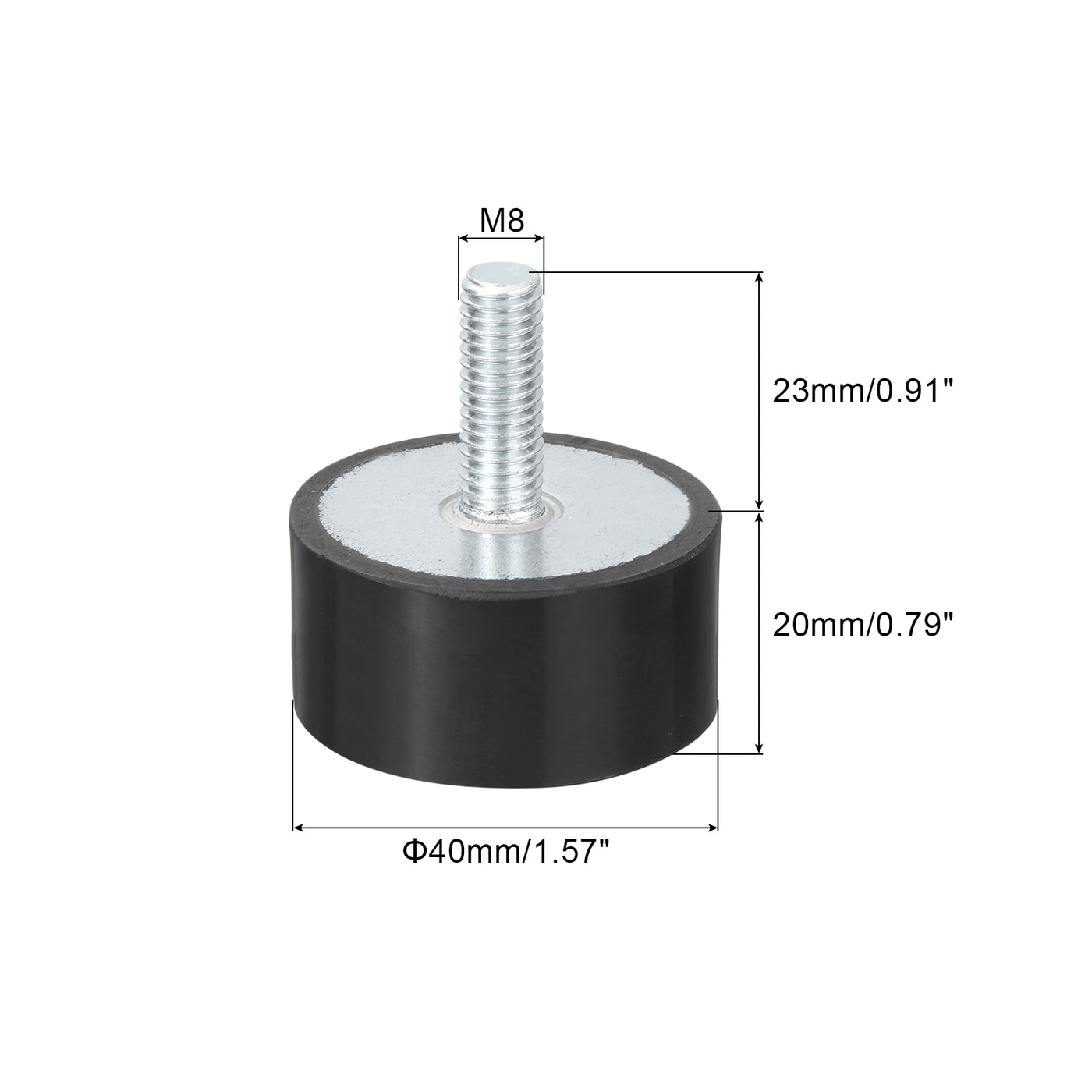 uxcell Uxcell M8 Thread Rubber Mounts, Vibration Isolators, Cylindrical W Studs 40 x 20mm