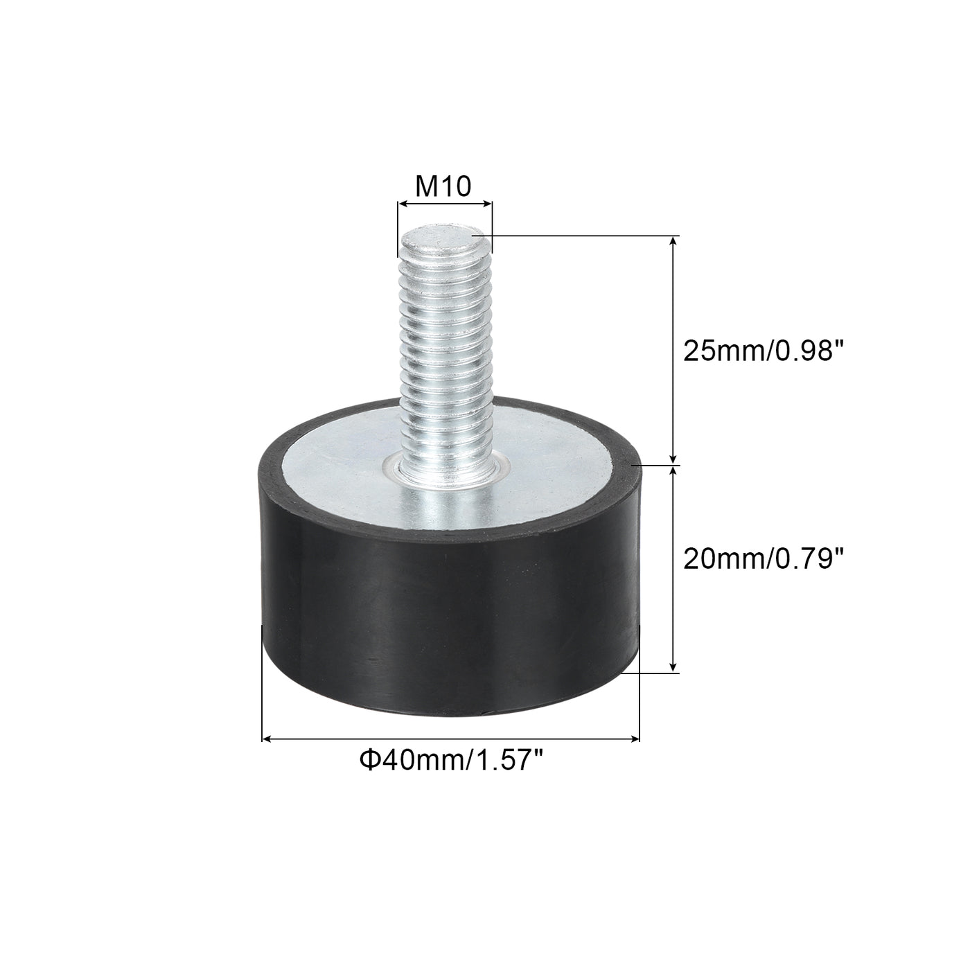 uxcell Uxcell M10 Thread Rubber Mounts, Vibration Isolators, Cylindrical W Studs 40 x 20mm