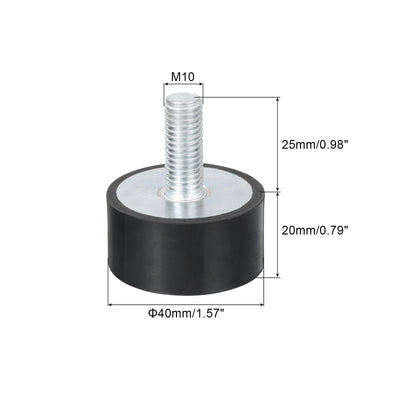 Harfington Uxcell M10 Thread Rubber Mounts, Vibration Isolators, Cylindrical W Studs 40 x 20mm