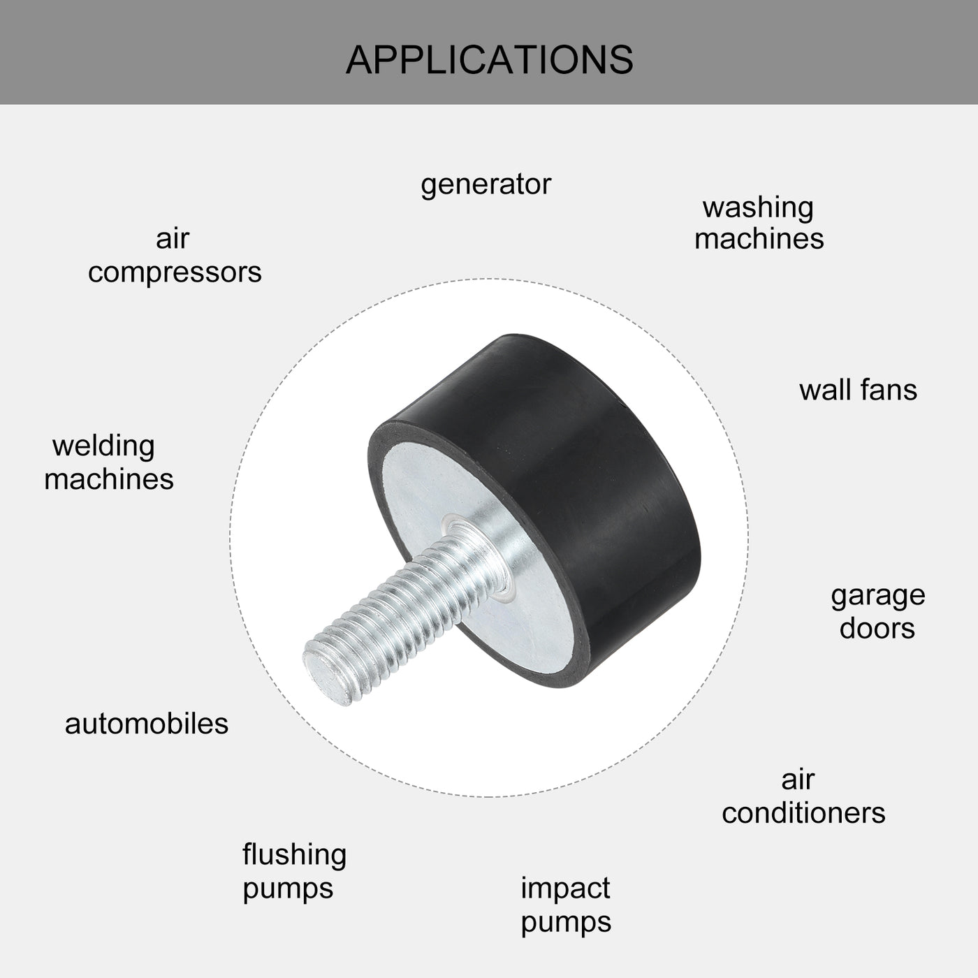 uxcell Uxcell M10 Thread Rubber Mounts, Vibration Isolators, Cylindrical W Studs 40 x 20mm