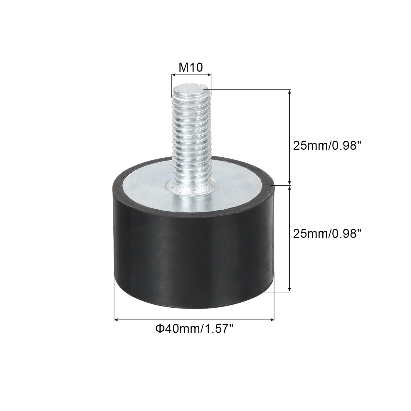 uxcell Uxcell M10 Gewindegummibuchsen, Schwingungsisolatoren, Zylindrischer Stoßdämpfer mit Stiften 40 x 25mm