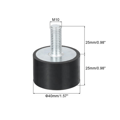 Harfington Uxcell M10 Gewindegummibuchsen, Schwingungsisolatoren, Zylindrischer Stoßdämpfer mit Stiften 40 x 25mm