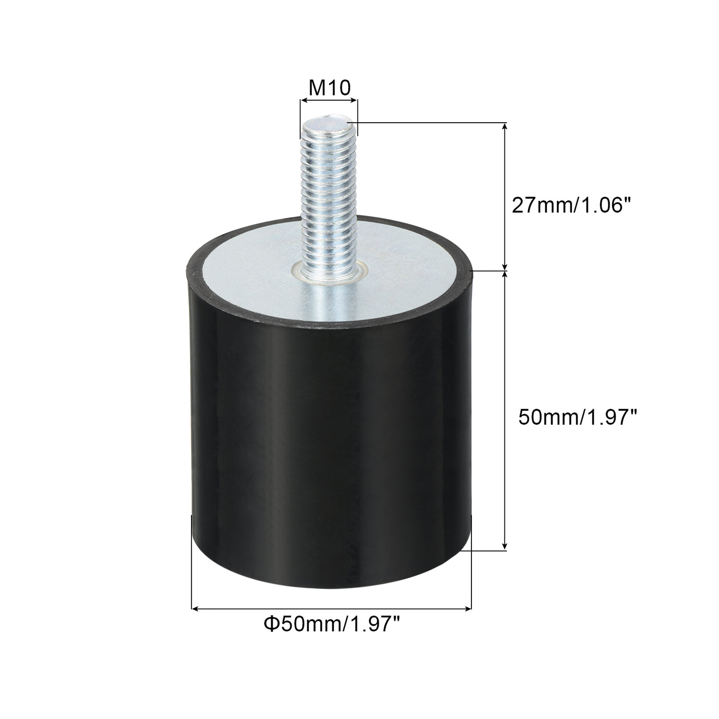 uxcell Uxcell M10 Gewinde Gummilager, Schwingungsisolatoren, Zylindrischer Stoßdämpfer mit Bolzen 50 x 50mm