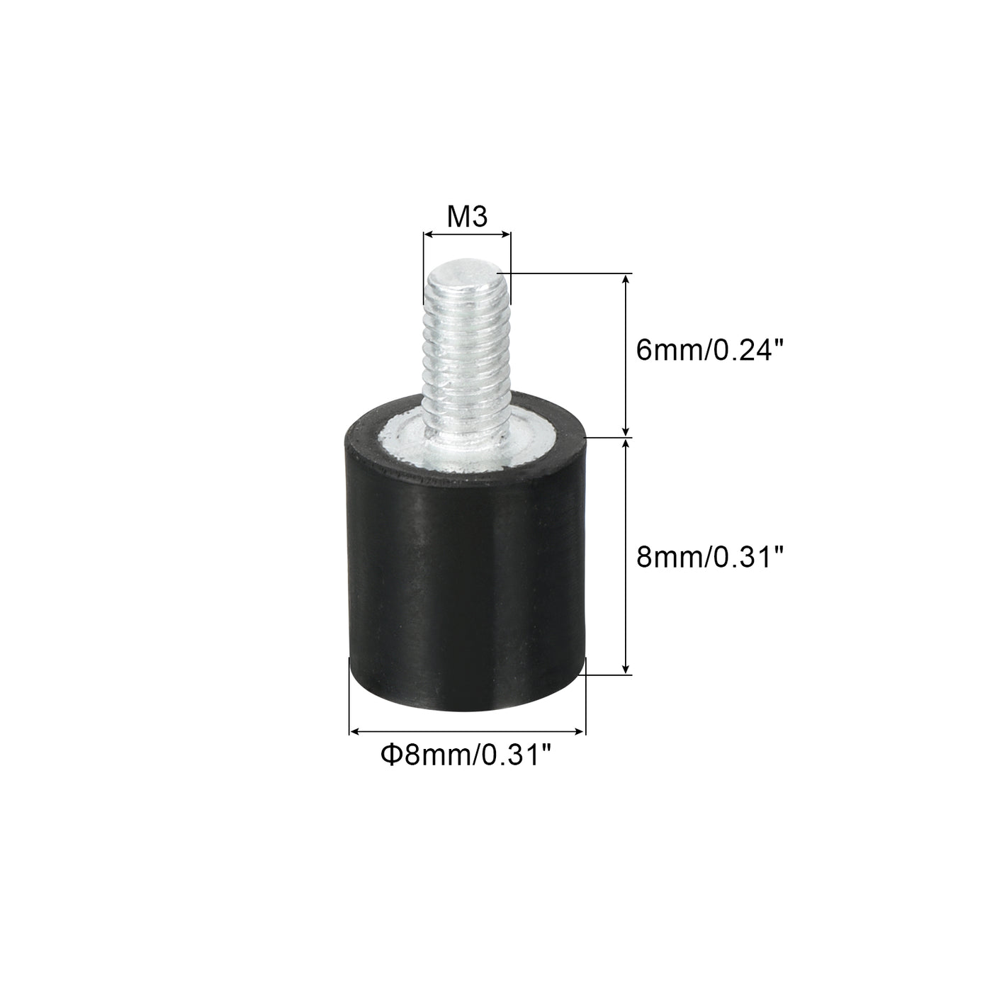 uxcell Uxcell M3 Thread Rubber Mounts, Vibration Isolators, Cylindrical W Studs 8 x 8mm 2pcs