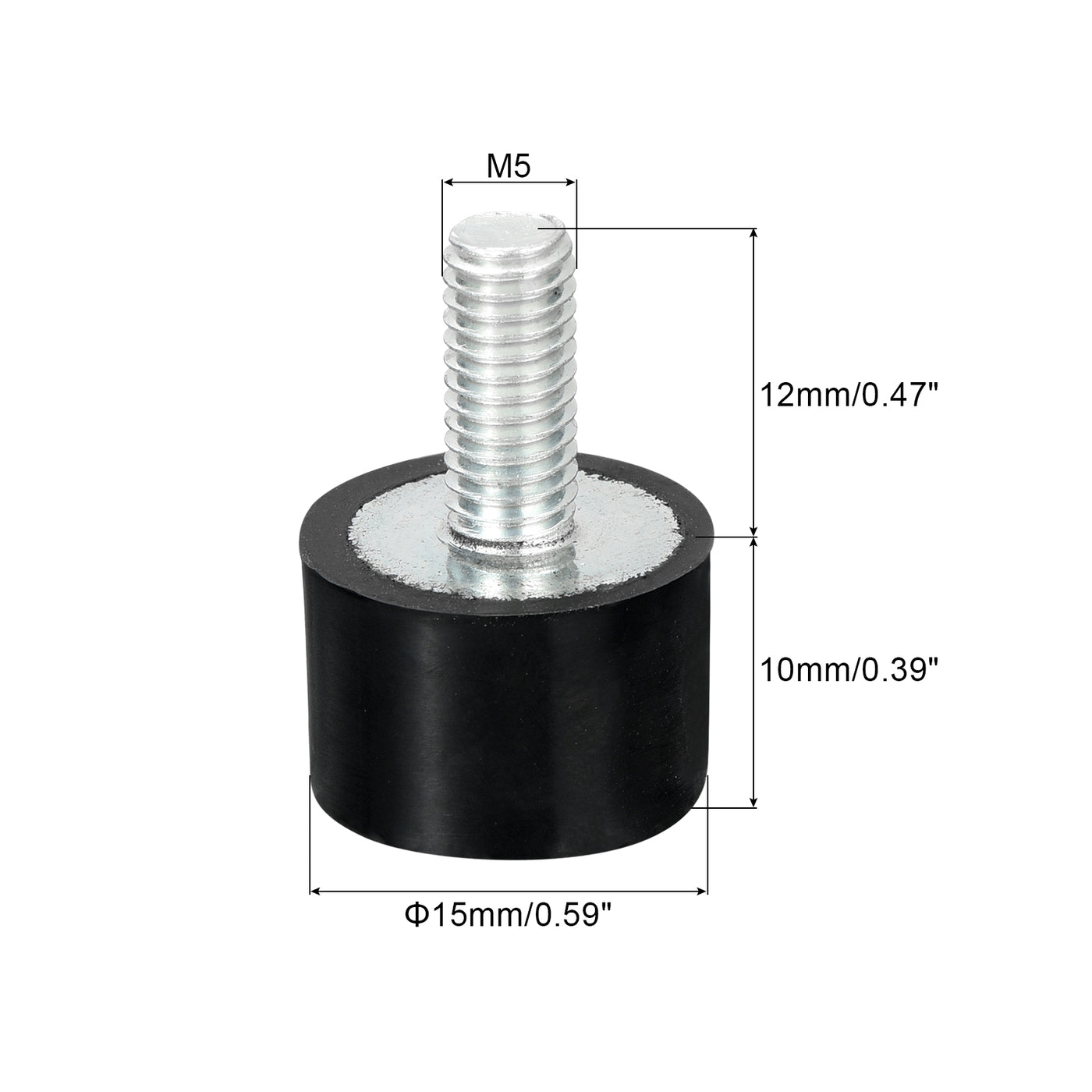 uxcell Uxcell M5 Gewindegummibuchsen, Schwingungsisolatoren, Zylindrischer Stoßdämpfer mit Stiften 15 x 10mm 2 Stück