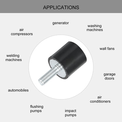 Harfington Uxcell M6 Gewindegummibuchsen, Schwingungsisolatoren, Zylindrischer Stoßdämpfer mit Stiften 20 x 20mm 2 Stück