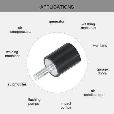 Harfington Uxcell M6 Gewindegummibuchsen, Schwingungsisolatoren, Zylindrischer Stoßdämpfer mit Stiften 20 x 25mm 2 Stück
