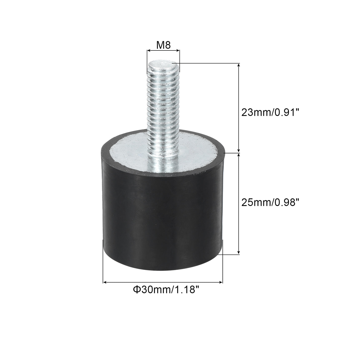 uxcell Uxcell M8 Gewindegummibuchsen, Schwingungsisolatoren, Zylindrischer Stoßdämpfer mit Stiften 30 x 25mm 2 Stück