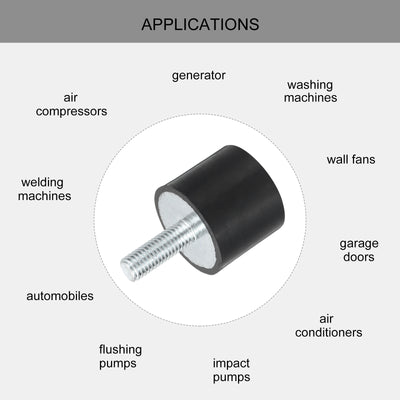 Harfington Uxcell M8 Gewindegummibuchsen, Schwingungsisolatoren, Zylindrischer Stoßdämpfer mit Stiften 30 x 25mm 2 Stück