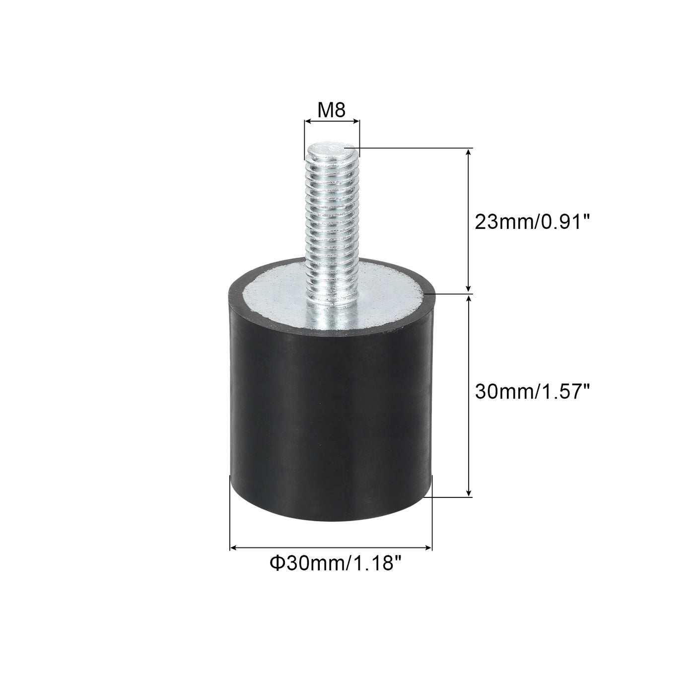 uxcell Uxcell M8 Thread Rubber Mounts, Vibration Isolators, Cylindrical W Studs 30 x 30mm 2pcs