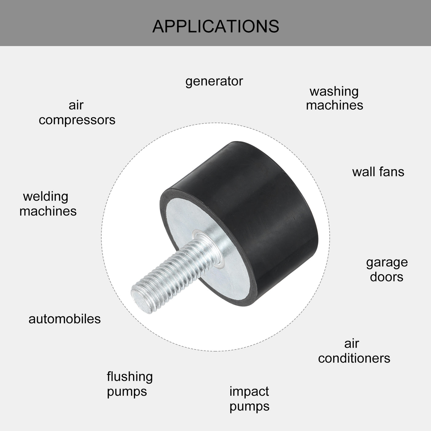 uxcell Uxcell M10 Thread Rubber Mounts, Vibration Isolators, Cylindrical W Stud 40 x 25mm 2pcs