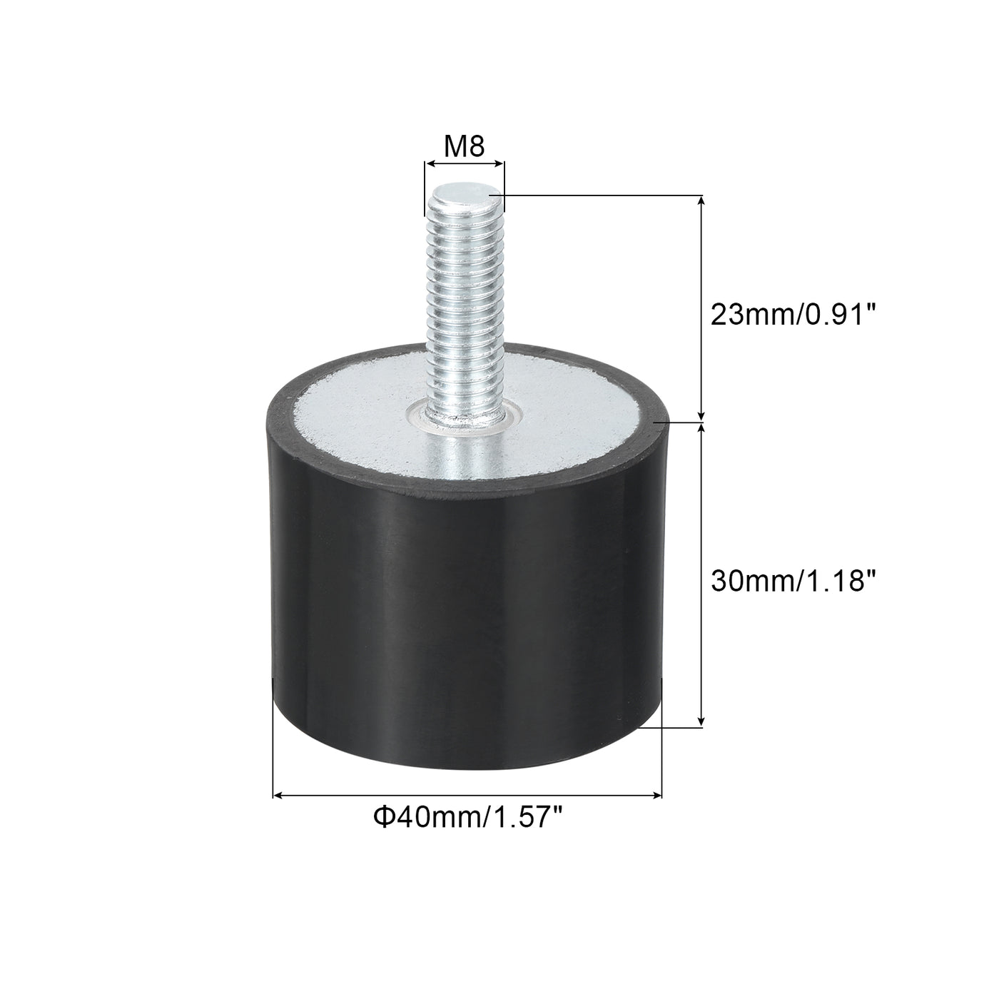 uxcell Uxcell M8 Thread Rubber Mounts, Vibration Isolators, Cylindrical W Studs 40 x 30mm 2pcs