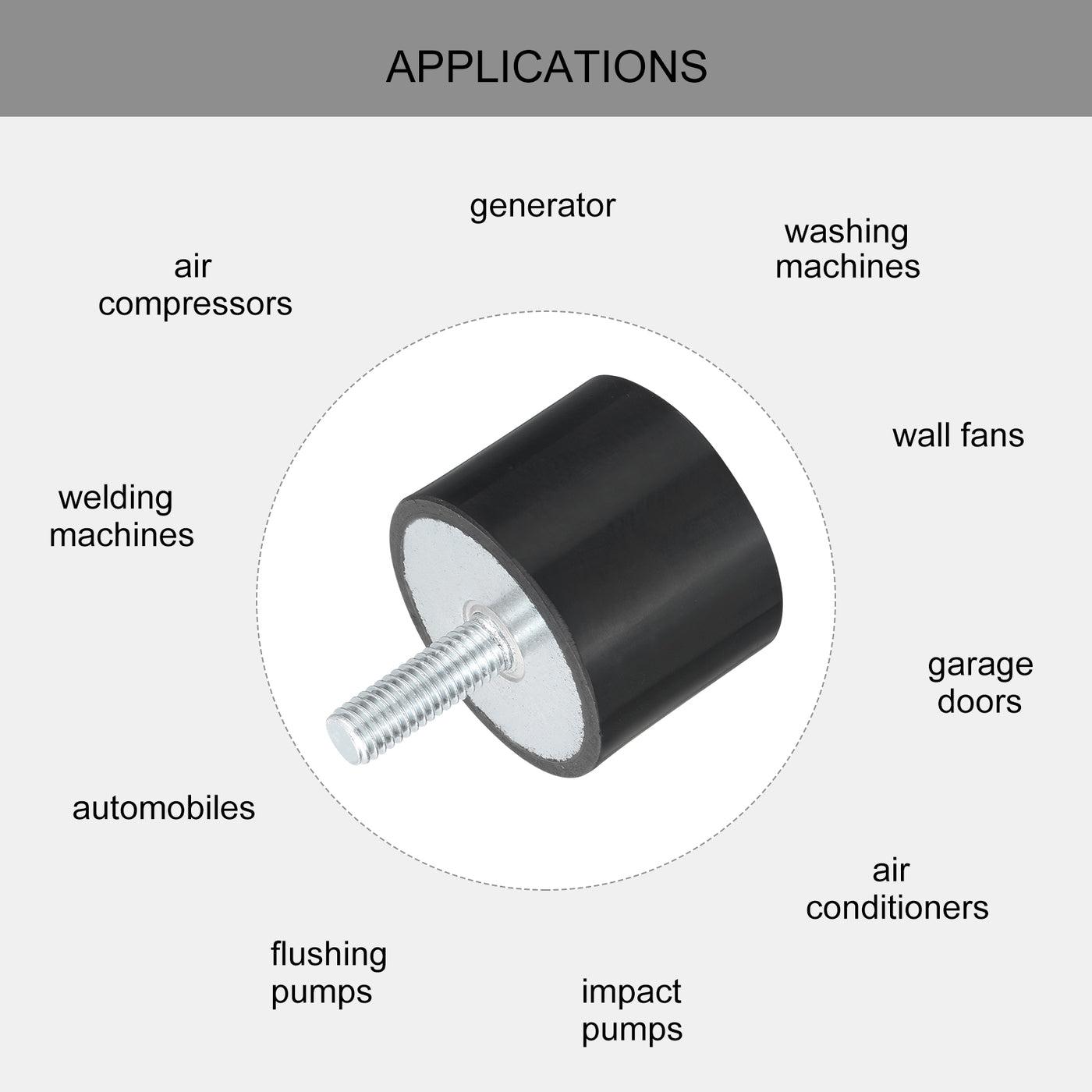 uxcell Uxcell M8 Thread Rubber Mounts, Vibration Isolators, Cylindrical W Studs 40 x 30mm 2pcs