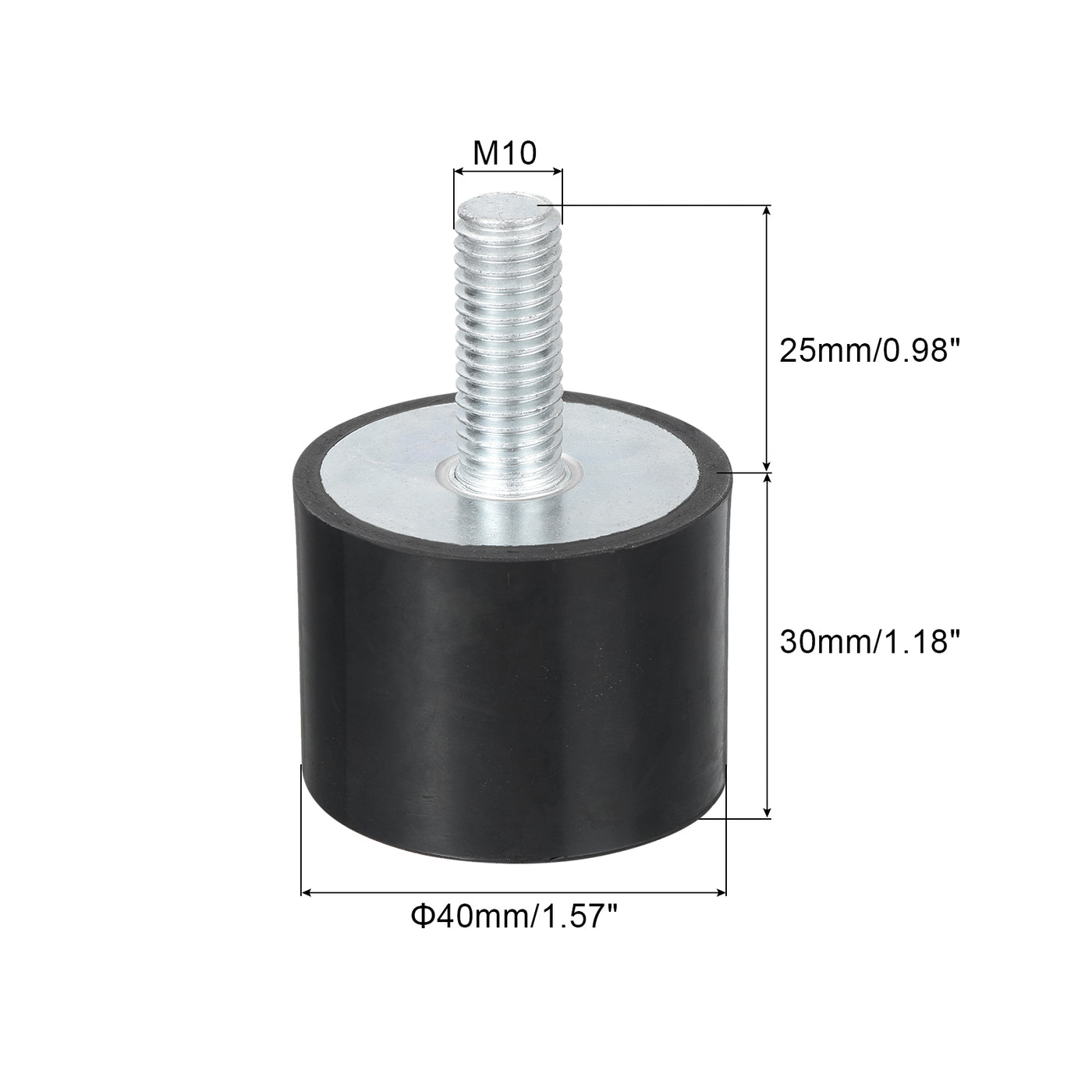 uxcell Uxcell M10 Gewinde Gummibuchsen, Schwingungsisolatoren, Zylindrischer Stoßdämpfer mit Stiften 40 x 30mm 2 Stück