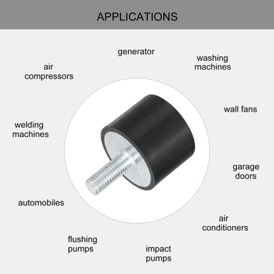 Harfington Uxcell M10 Gewinde Gummibuchsen, Schwingungsisolatoren, Zylindrischer Stoßdämpfer mit Stiften 40 x 30mm 2 Stück