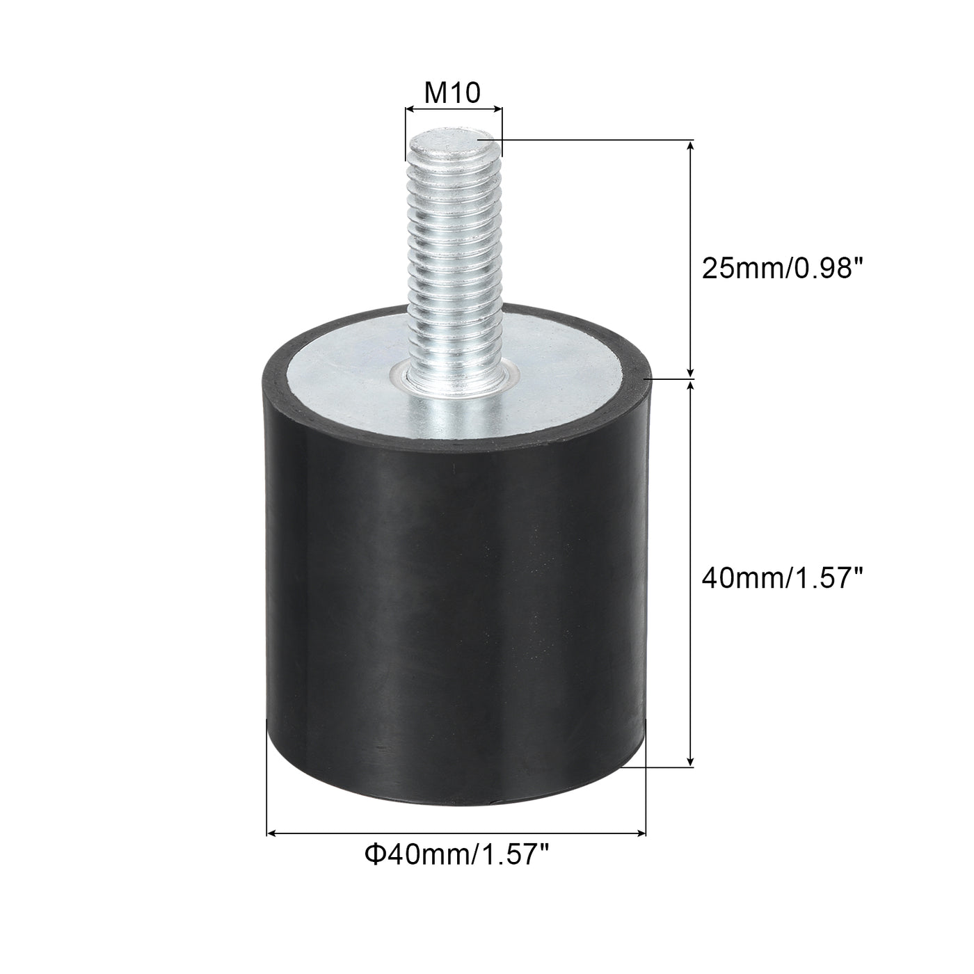 uxcell Uxcell M10 Thread Rubber Mounts, Vibration Isolators, Cylindrical W Stud 40 x 40mm 2pcs