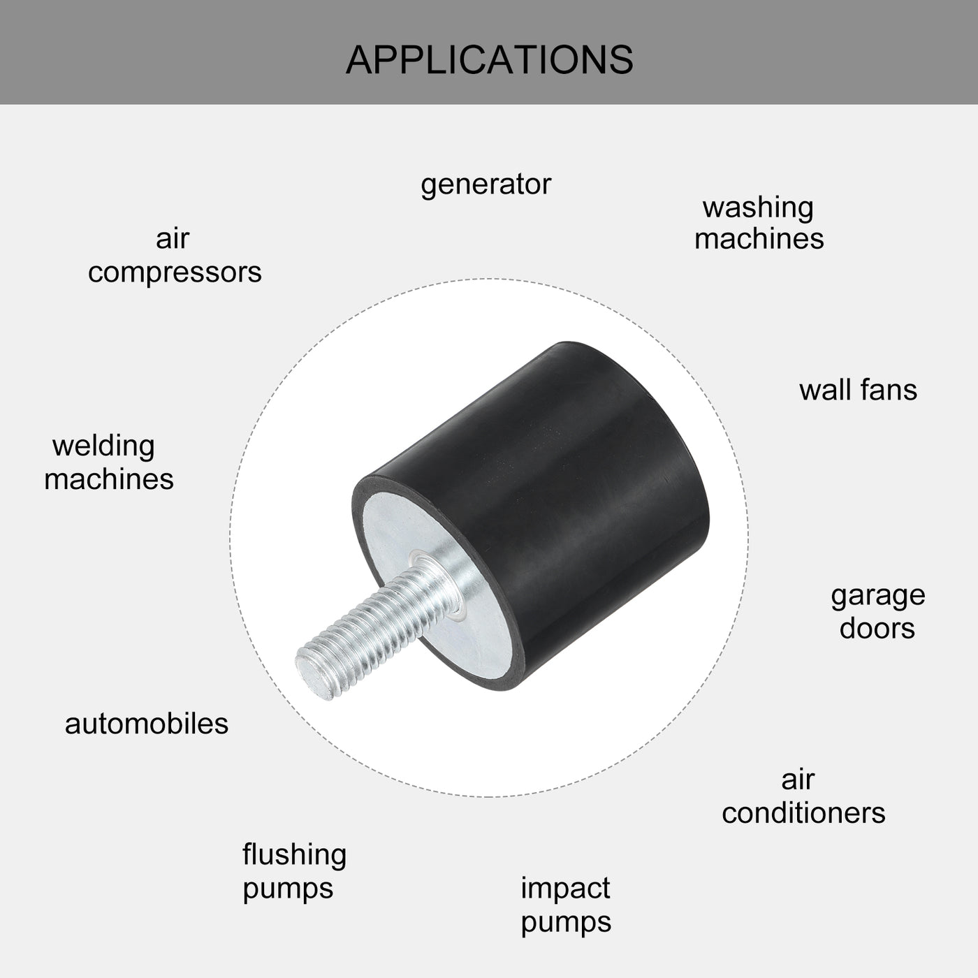 uxcell Uxcell M10 Thread Rubber Mounts, Vibration Isolators, Cylindrical W Stud 40 x 40mm 2pcs