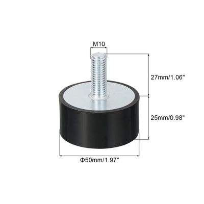 Harfington Uxcell M10 Gewinde Gummibuchsen, Schwingungsisolatoren, Zylindrischer Stoßdämpfer mit Stiften 50 x 25mm 2 Stück