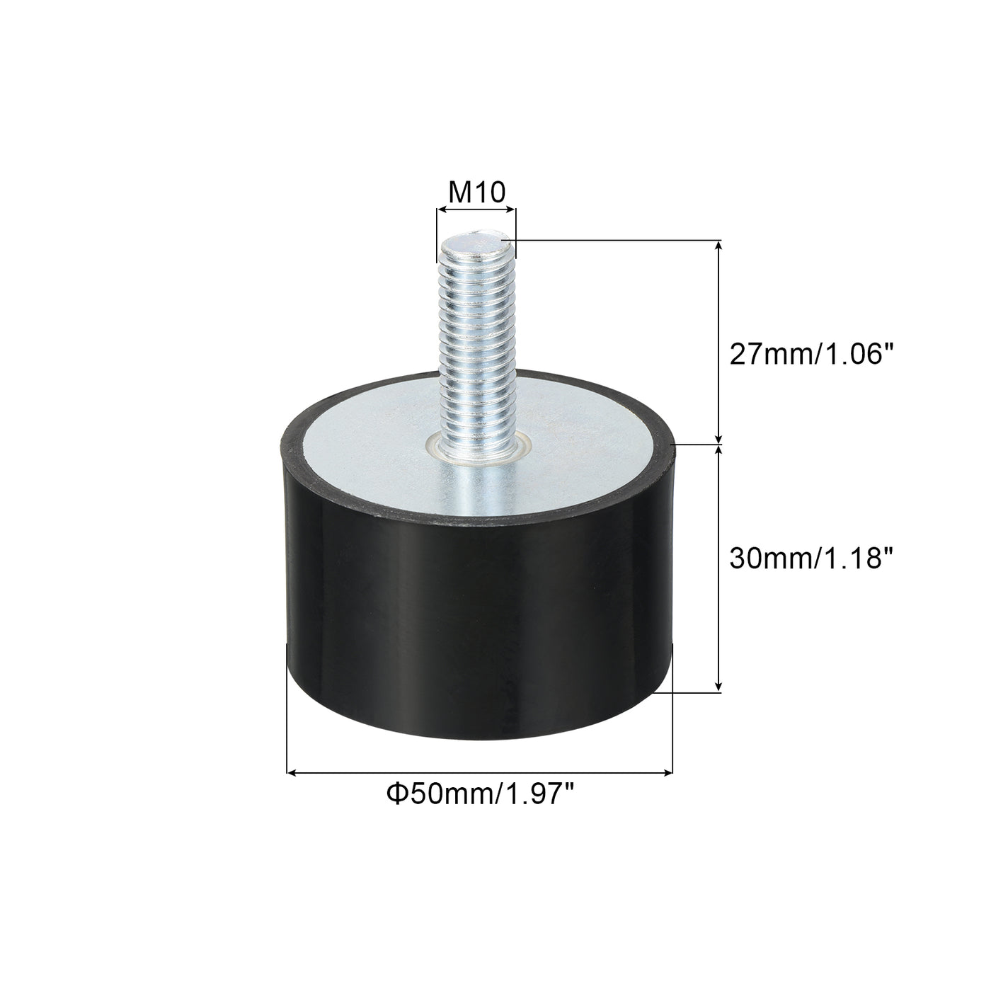 uxcell Uxcell M10 Gewinde Gummibuchsen, Schwingungsisolatoren, Zylindrischer Stoßdämpfer mit Stiften 50 x 30mm 2 Stück