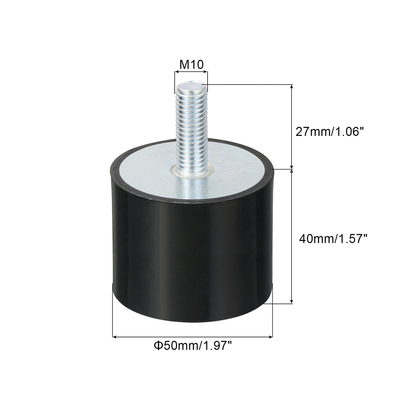 uxcell Uxcell M10 Gewinde Gummibuchsen, Schwingungsisolatoren, Zylindrischer Stoßdämpfer mit Stiften 50 x 40mm 2 Stück